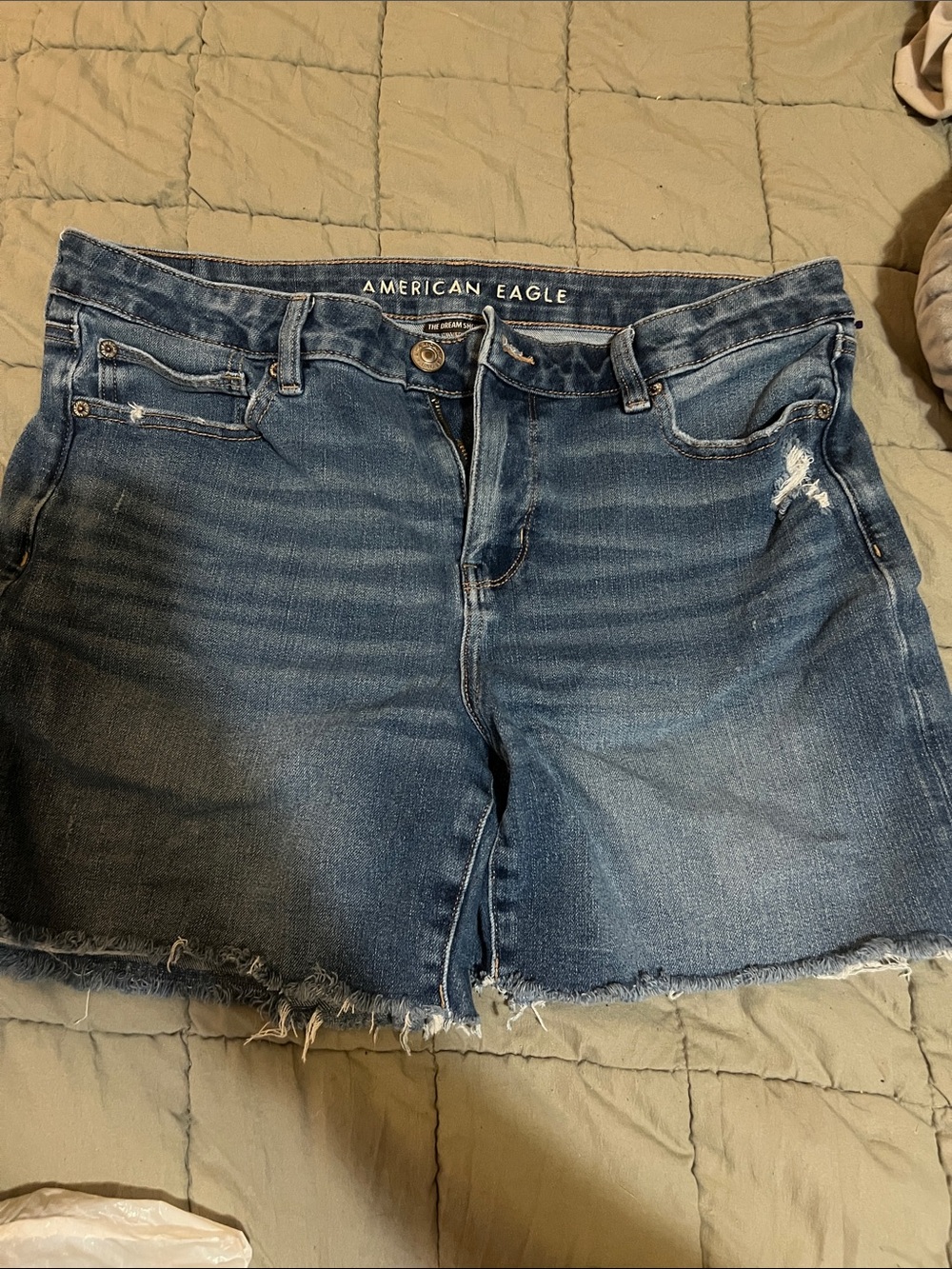 American Eagle Outfitters Distressed Dark Blue Denim Cutoff Shorts